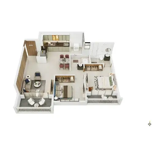 The Ridges 41 2 BHK Floor Plan — Blue Ridge Hinjewadi, Pune