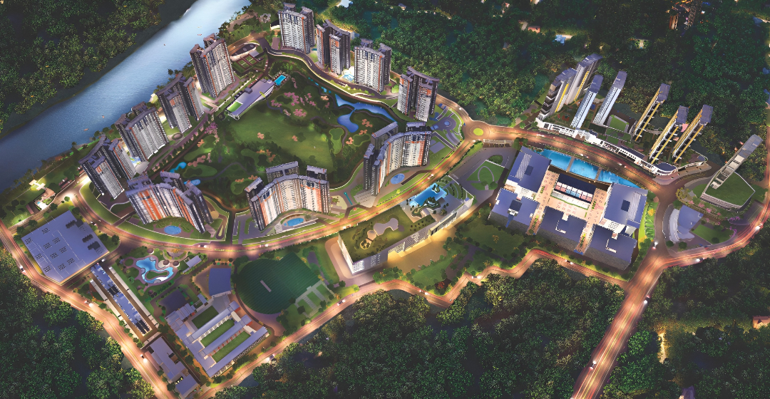 Blue Ridge Hinjewadi Township — The Altius & The Ridges 41 towers at dusk